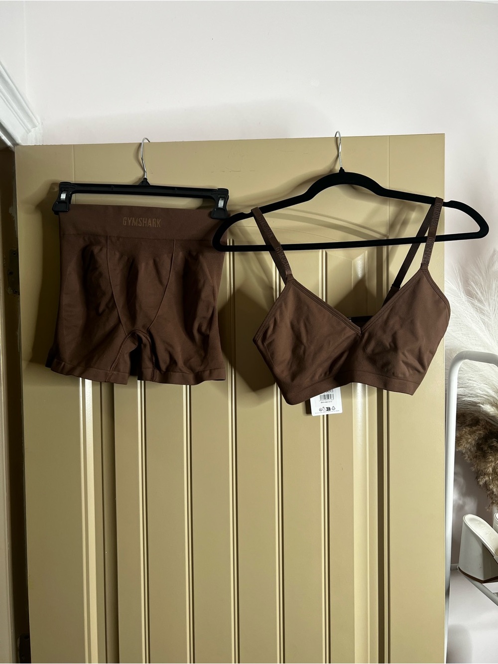 Gymshark Brown Seamless Bralette & Matching Shorts Set